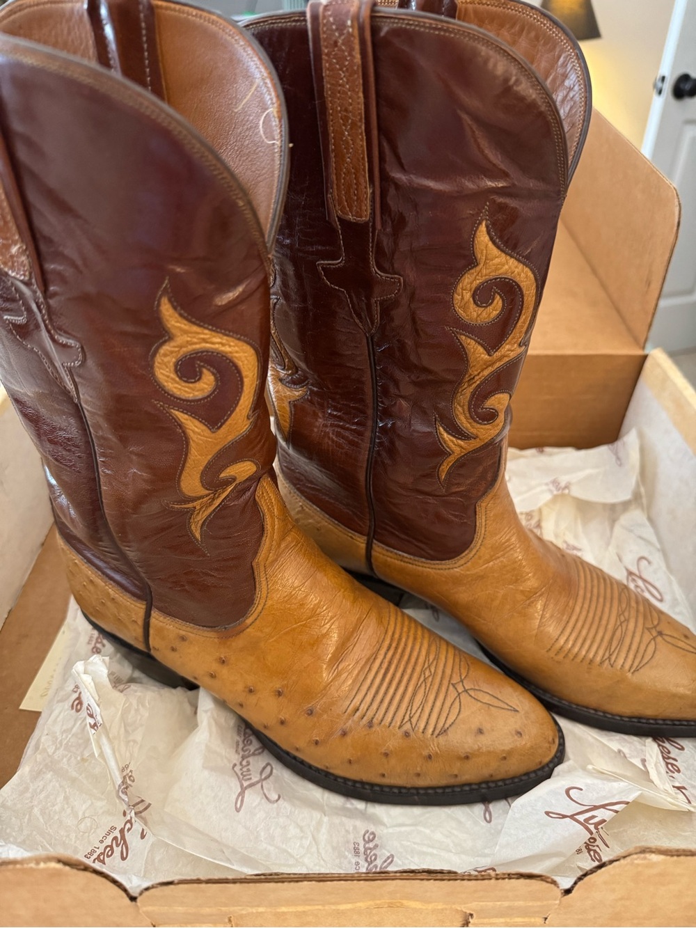 Vintage Lucchese classic smooth Ostrich Cowboy Boots